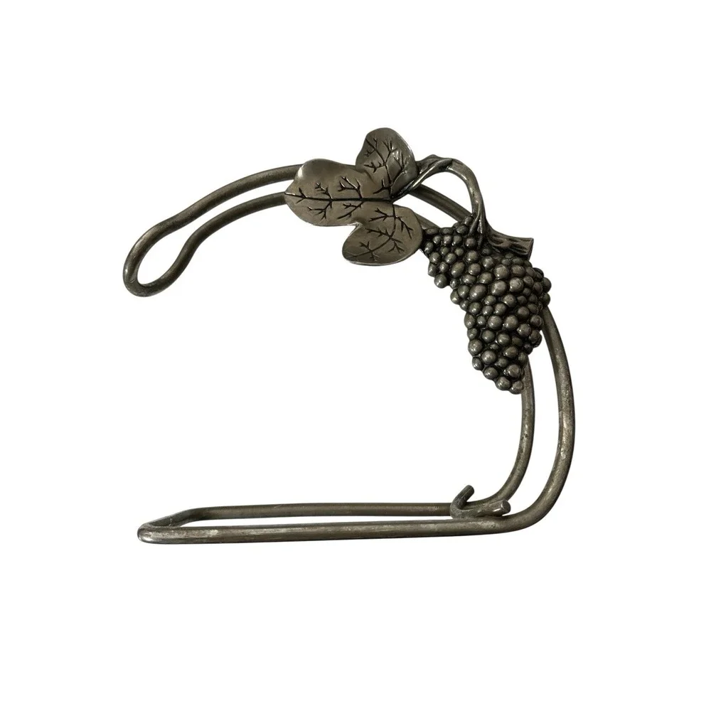 Vintage Tarnished Silver Plate Wine Bottle Caddy Holder Tuscany‎ Grape Y2K Decor